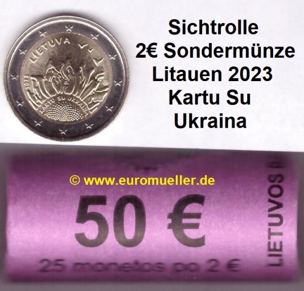 Rolle 2 Euro Sondermünze Litauen 2023 Ukraina